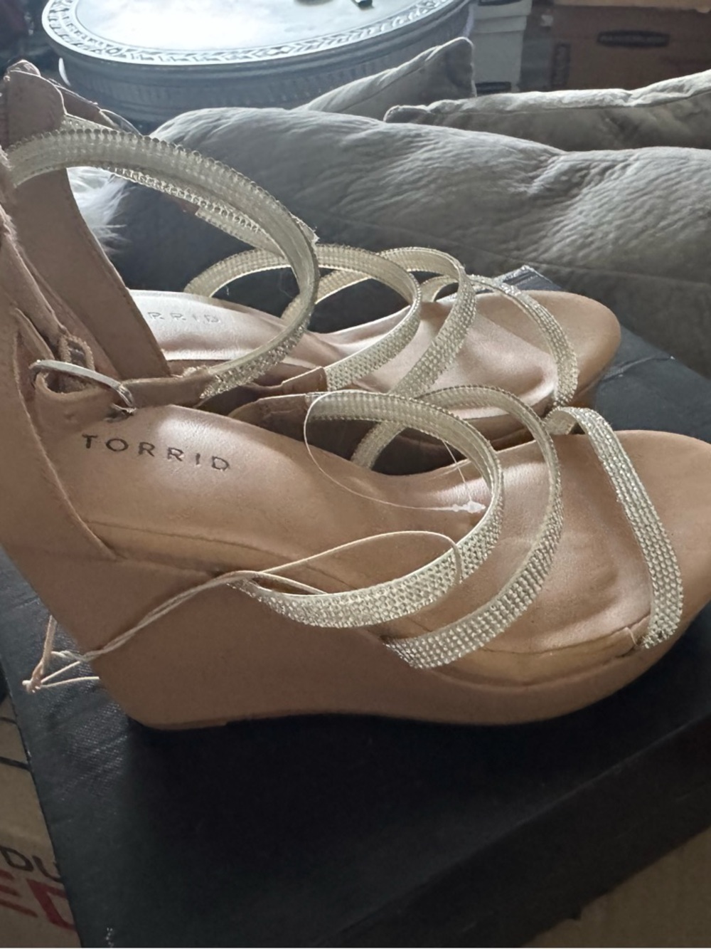 torrid Blush Tan Wedge Sandals with Sparkling Straps